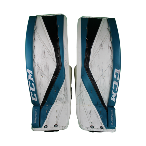 Used ProStock White CCM Premeir II Pads and Gloves worn by Martin Jones Sharks 447-460