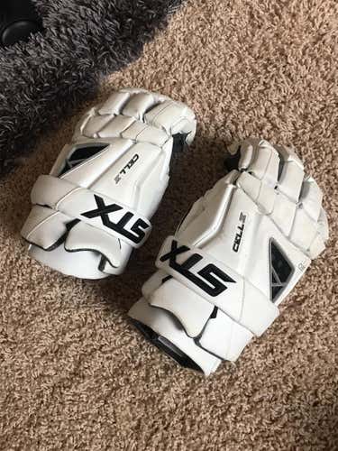 White Used Player's STX Cell IV  Lacrosse Gloves