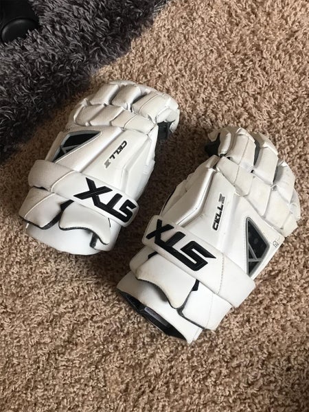 White Used Player's STX Cell IV Lacrosse Gloves