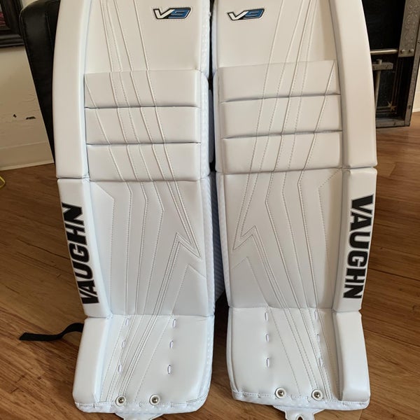 White Senior 34" Vaughn Velocity V9 Pro Goalie Leg Pads