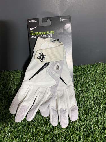 White New Large Nike Huarache Elite Batting Gloves
