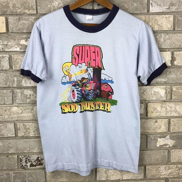 Vintage 70s 80s Funny Farmer T Shirt Size Large Graphic Unique Hipster  Vortex US | SidelineSwap
