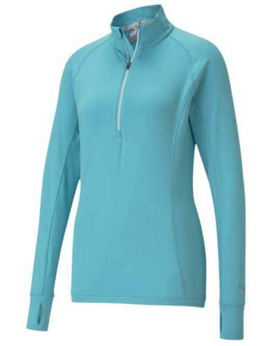 PUMA Women's Golf Rotation 1/4 Zip Pullover Top Milky Blue Small S NEW #43235