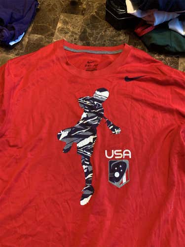 Red Nike USA Lacrosse Shirt