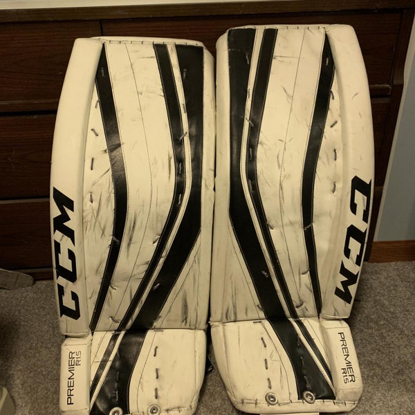 White Senior 32" CCM Premier R1.5 Goalie Leg Pads