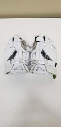 White Used Goalie Maverik Max Goalie Lacrosse Gloves 12"