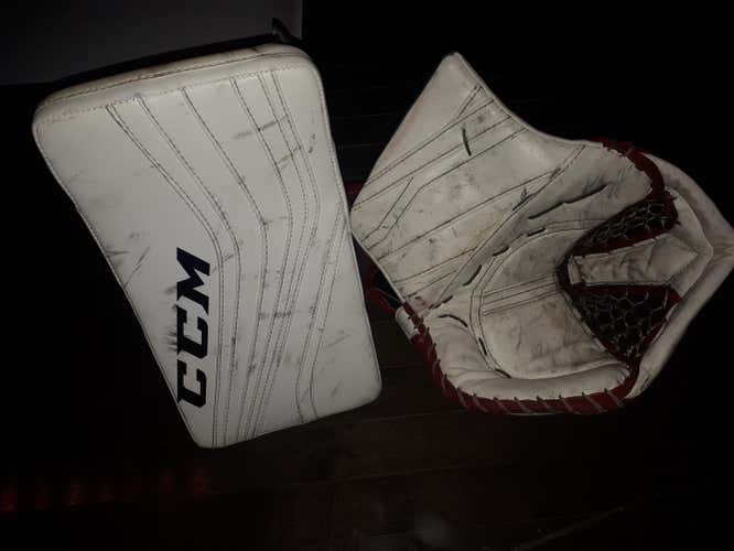 Used Senior CCM Regular Extreme Flex III Pro Return Goalie Glove (QMJHL) & Premier R1.9 Blocker