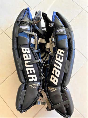 Blue Used Senior 33" Plus Bauer Supreme 1S Goalie Leg Pads Pro Stock