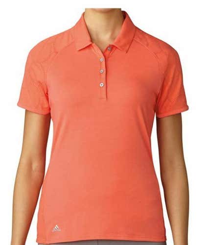 Adidas Women's ClimaCool AeroKnit Golf Polo Shirt Top Orange Small S NEW #15864