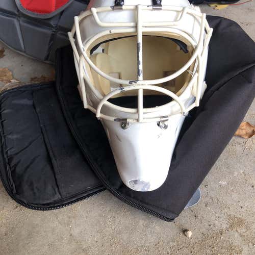 White Senior Bauer 960 Pro Stock Goalie Mask