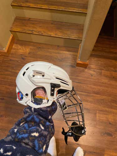 White Adult Small Player's Warrior PX2 Fatboy Helmet Box Lacrosse Helmet