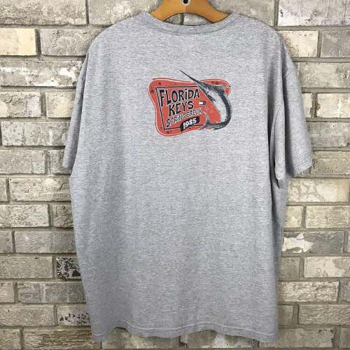 Rare Vintage 1985 Tommy Hilfiger Florida Keys Size XL Grey T Shirt Vtg 2000s