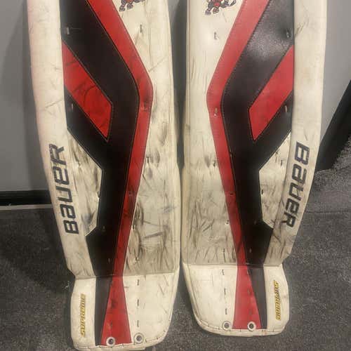 White Senior 36" Bauer Supreme TotalOne Pro Stock Goalie Leg Pads