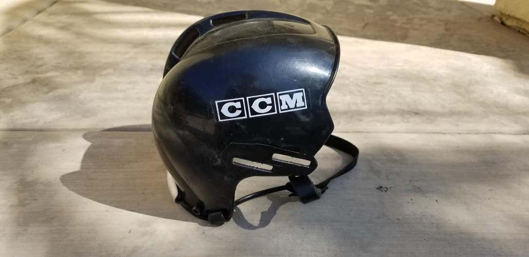 Black Used CCM HT2 Helmet Back Half Only with Ear Loops and Chin Strap