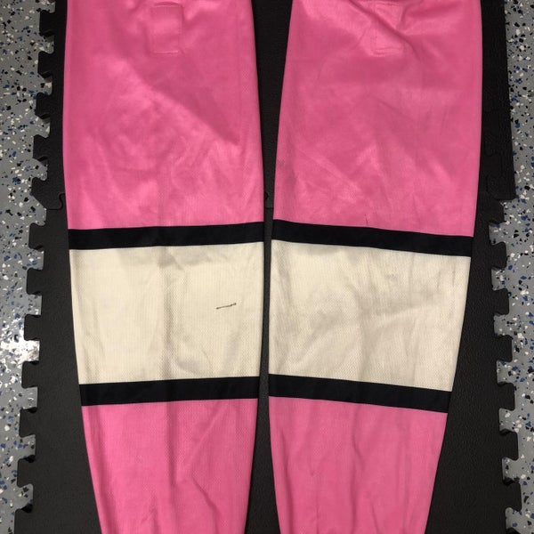 Pink w/ Antique Stripes Hockey Socks Breast Cancer