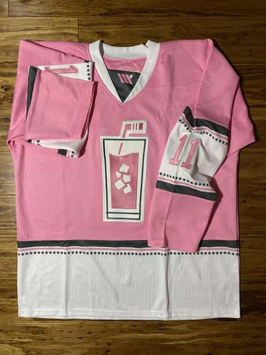 Pink Whitney Custom Hockey Jersey #11 Sz L
