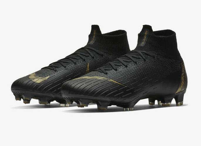 Nike JR Mercurial Superfly 6 Elite FG-Black-Gold Style AH7340 077 Youth Size 5.5