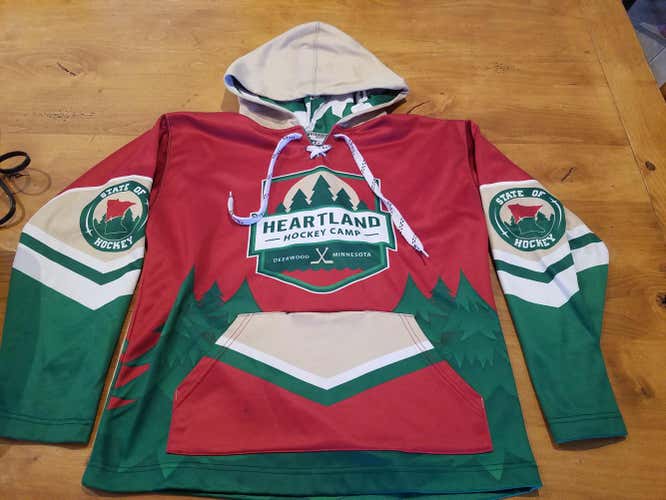 Green Used Adult Medium Heartland Hockey Camp Sweatshirt Hoodie