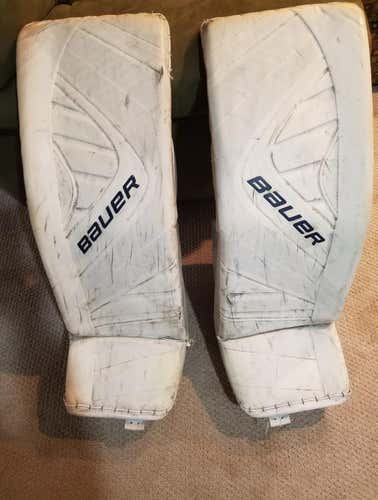 White Senior 34" Bauer Vapor 1X Pro Stock Goalie Leg Pads