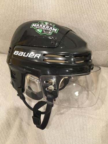 MARKHAM MILLIONAIRES Bauer 4500 Pro Stock Hockey Helmet Medium Black with Visor!