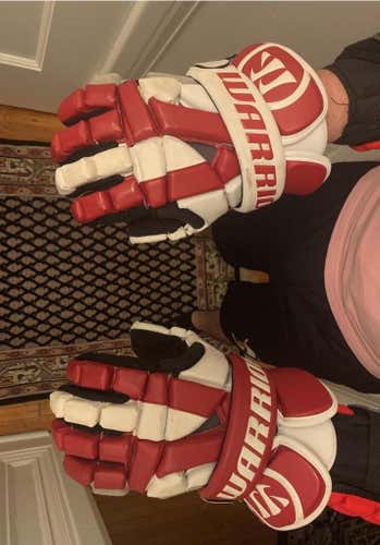 Red Used Player's Warrior Riot 13" Lacrosse Gloves