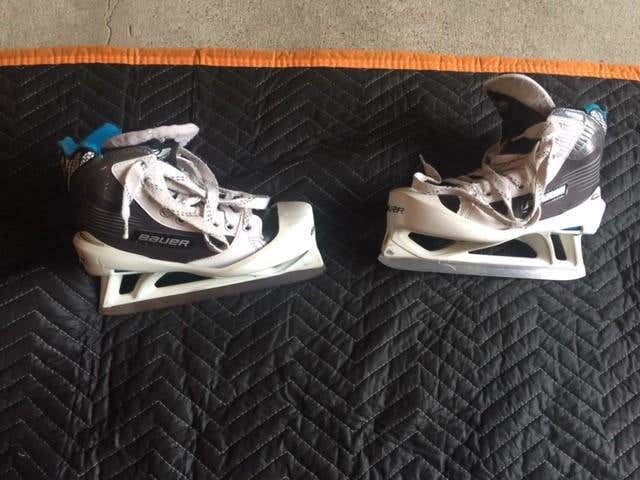 Used Junior Bauer Reactor 2000 Hockey Goalie Skates Regular Width Size 3
