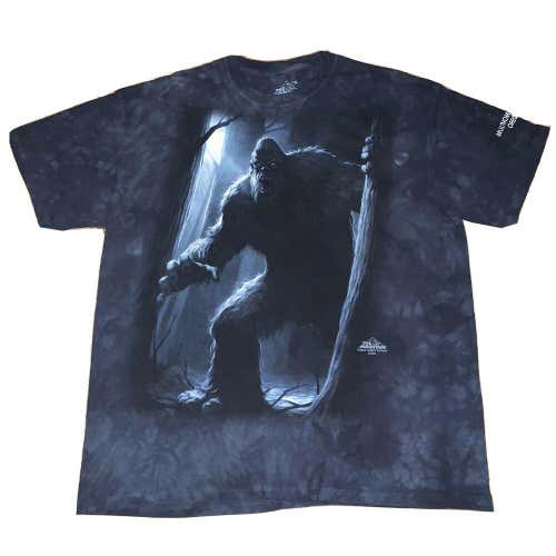 The Mountain Bigfoot Sasquatch Yeti Blue Tie Dye T-Shirt Size XL Graphic Tee