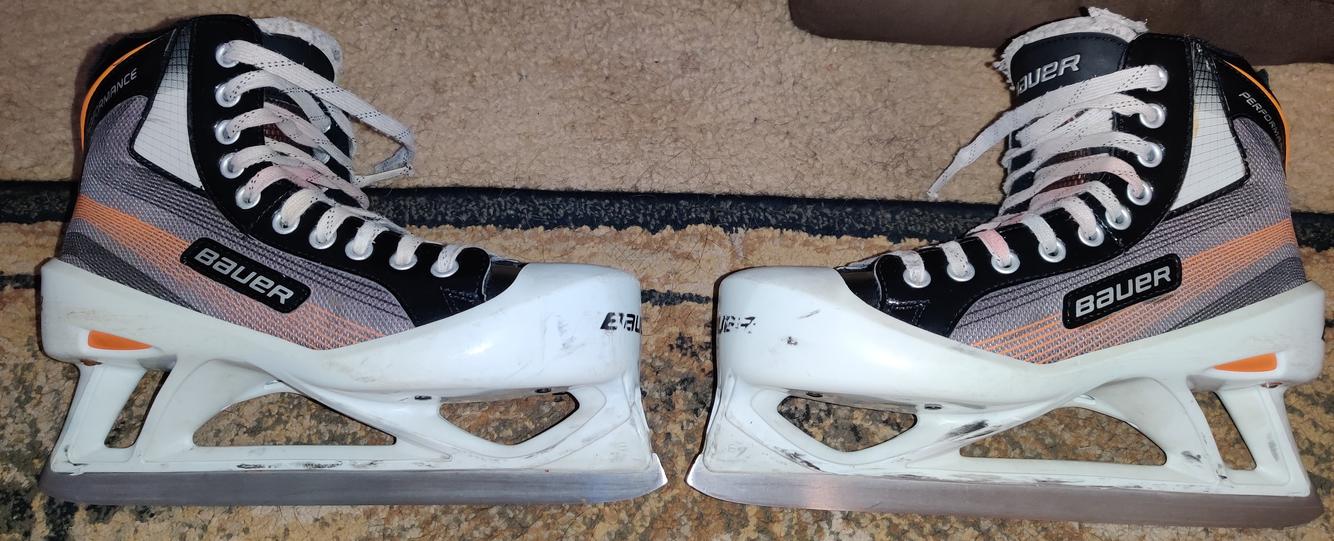 Used Senior Bauer Performance Goalie Skates Extra Wide Width Size 8