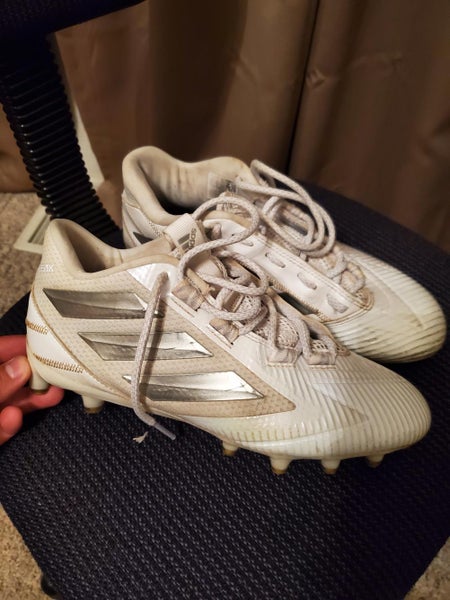 White Used Adult Men's Size 7.5 (Women's 8.5) Molded Cleats Adidas High Top