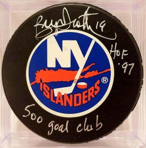 BRYAN TROTTIER Islanders AUTOGRAPHED 500 GOAL CLUB Signed NHL Game Puck