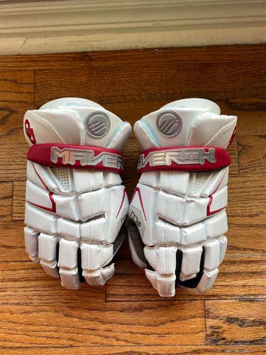 OU White New Player's Maverik M4 13" Lacrosse Gloves
