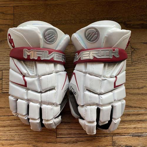 OU White New Player's Maverik M4 13" Lacrosse Gloves
