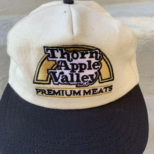 Thorn Apple Valley Hat Vintage Snapback Cap Beige 90s Premium Meats Deli USA