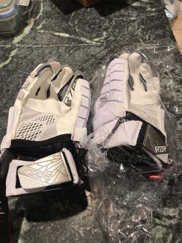 White New Player's STX Rzr 13" Lacrosse Gloves