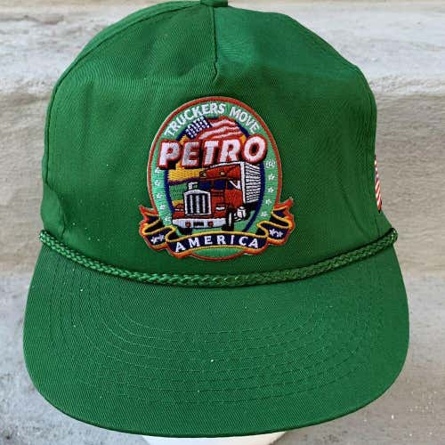 Petro America Vintage Trucker Hat Snapback Cap Green 90s Trucking Alabama USA