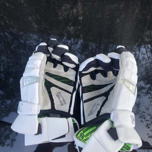 White Used Player's Maverik M4 13" Lacrosse Gloves