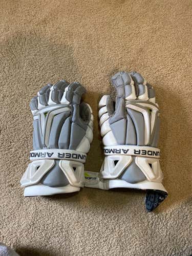 Gray Used Player's Under Armour BioFit 13" Lacrosse Gloves