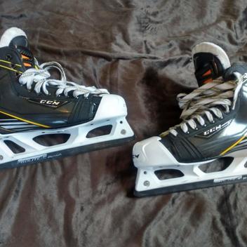 Used Senior CCM Tacks Hockey Goalie Skates Regular Width Pro Stock Size 10