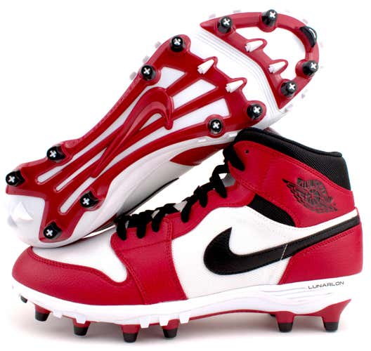 Nike Air Jordan 1 Retro 1 TD Mid Chicago Mens Football Cleats Red White Black AR5604-106 Size 11.5