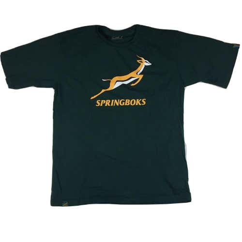 South Africa Rugby Union Springboks T-Shirt Green/Yellow Sz Small
