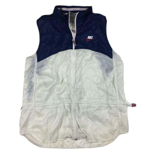 Vintage 90s Nike Nylon Windbreaker Vest White Tag Full Zip Up Blue/White/Red XL