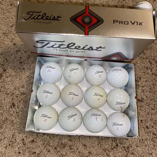 White Used Titleist Pro V1x 12 Pack (1 Dozen) Balls