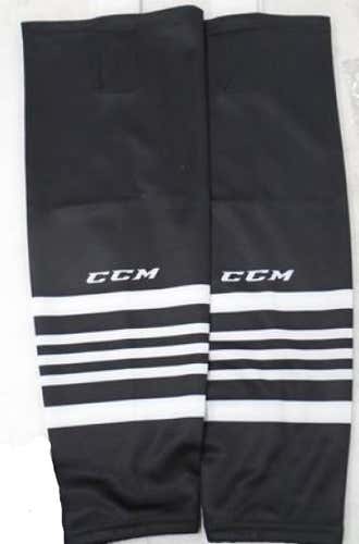 2 Pack - 2 Pair - CCM Senior 30" SX8000 Hockey Socks - Black/White