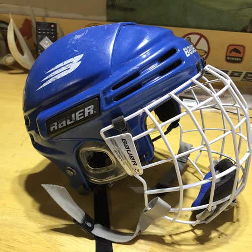 Blue Used Medium Bauer FMS100 Helmet