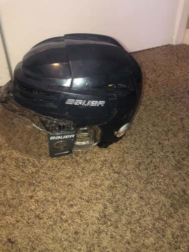 Blue Used Medium Bauer Re-Akt 100 Helmet w/  Bauer HDO Deluxe Visor