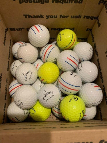 100 AA Callaway Triple Track Golf Balls White and Yellow Mix