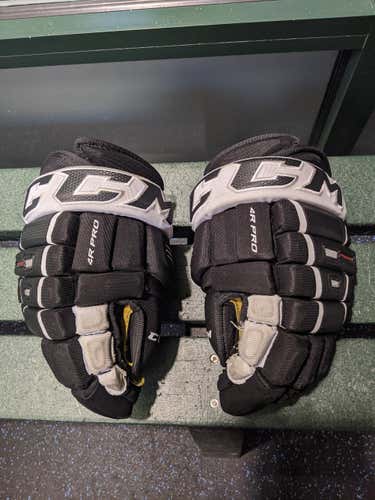 Black Used Senior CCM Pro Model Gloves 13" Pro Stock