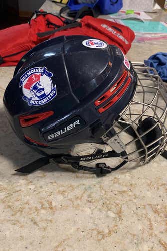 Blue Used Large Bauer Re-Akt 200  Helmet
