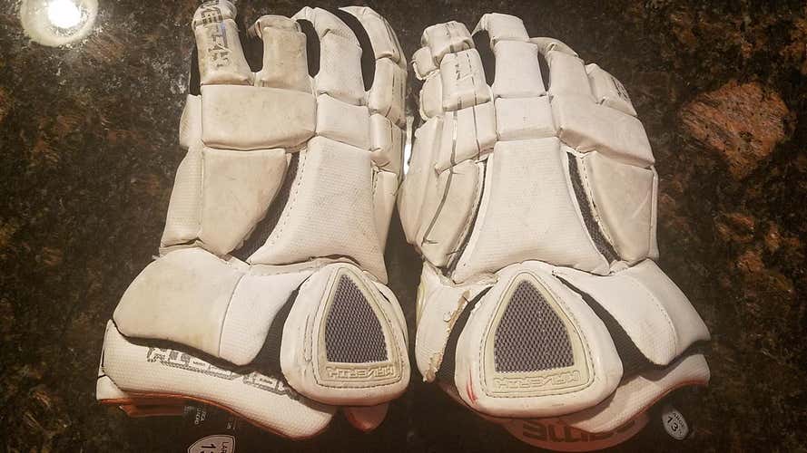 White Used Player's Maverik Rome RX Lacrosse Gloves 13"