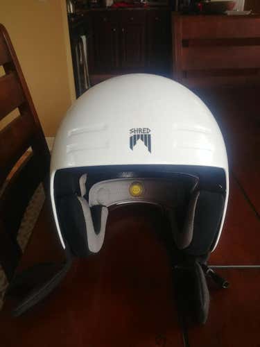 White Unisex Used Medium Shred Helmet FIS Legal